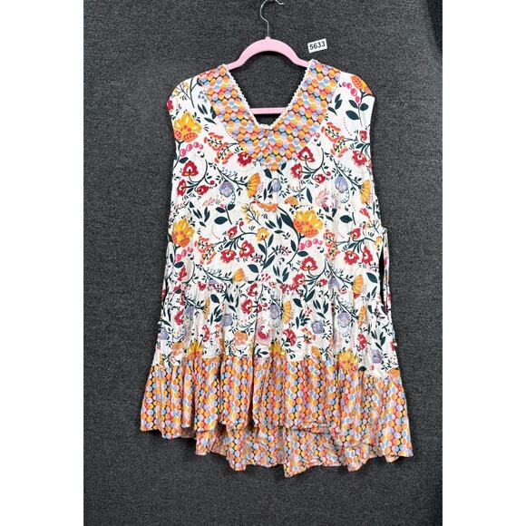 Angie Tiered Boho Floral Dress Women's Size XL Fun Colorful Print Sleeveless - Picture 2 of 6